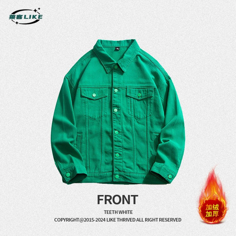 厂家直销青年宽松牛仔外套，简约设计，多口袋，春秋日常，免烫处理