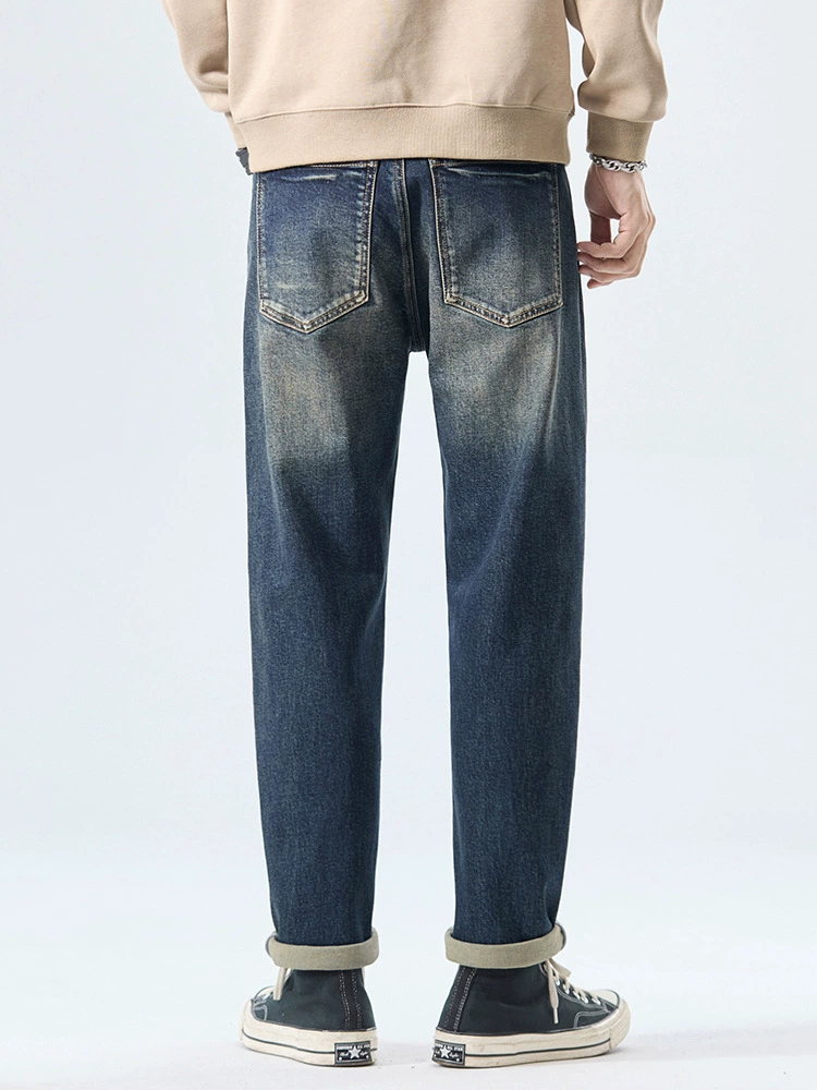 厂家直销男士修身透气弹力哈伦牛仔裤，春秋休闲款式，水洗仿旧设计