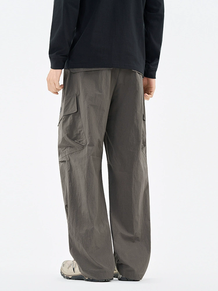 厂家直销男士宽松阔腿工装裤，秋季休闲风，多口袋设计，免烫耐磨长裤