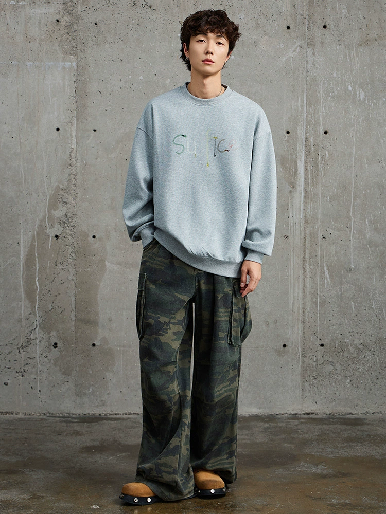 厂家直销男士宽松印花牛仔外套，春秋休闲风格，多口袋设计