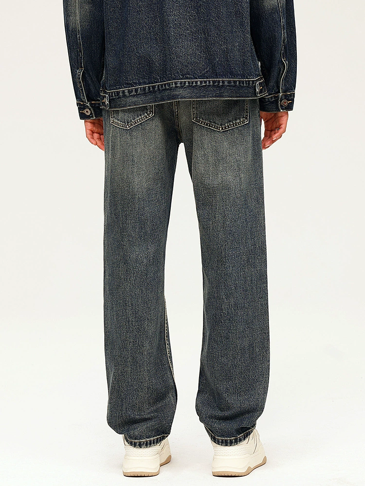 厂家直销男士复古水洗牛仔裤，宽松直筒款，四季休闲，适合青年日常穿搭