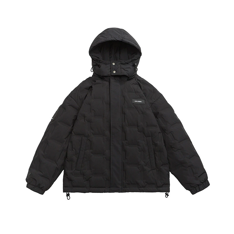 厂家直销男士加厚防寒黑色连帽牛仔外套，修身版型，冬季运动，防风抗寒设计