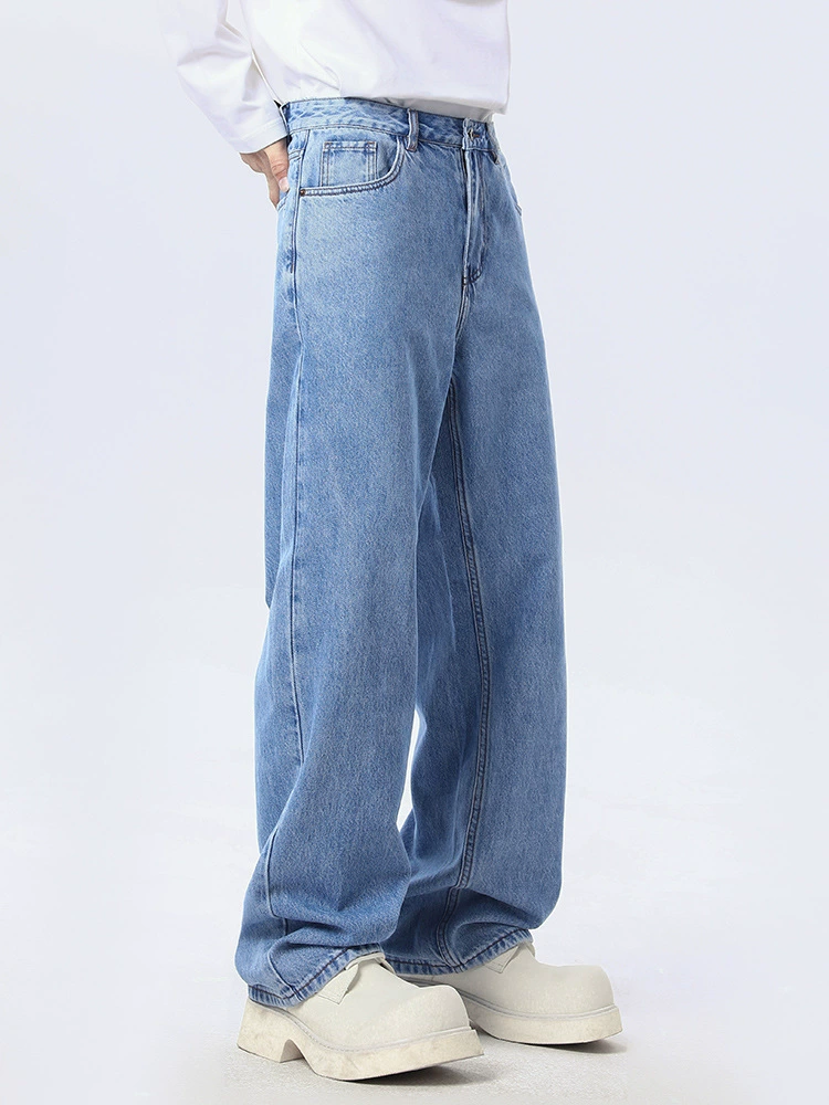 厂家直销男士复古水洗舒适牛仔裤，宽松直筒版型，秋季休闲长裤