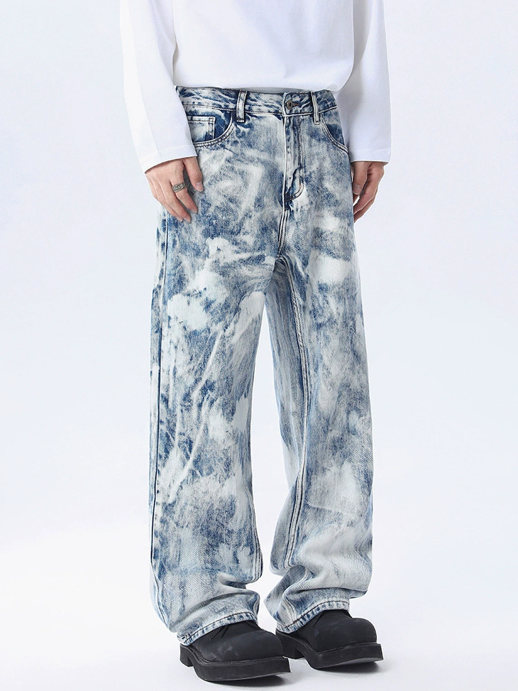 厂家直销男士宽松直筒牛仔裤，水洗工艺，休闲风格，适合春秋季，潮流青少年款