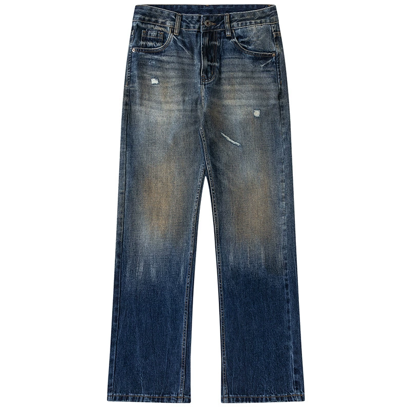 厂家直销男士宽松破洞水洗牛仔裤，春秋休闲，时尚潮牌直筒款