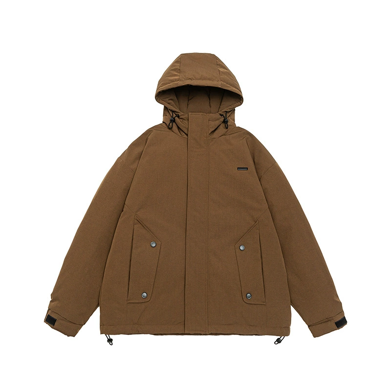 厂家直销男士宽松加厚白鸭绒牛仔外套，冬季休闲风格，防寒抗风设计