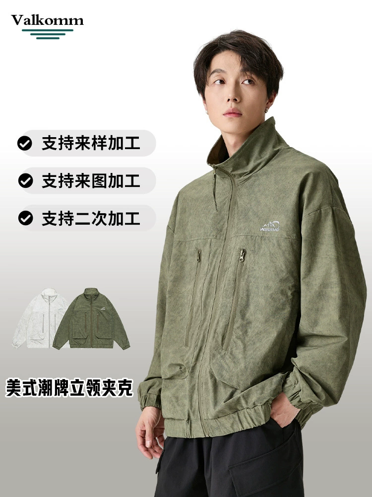 厂家直销男士宽松轻薄休闲牛仔外套,春秋季，多口袋、防风刺绣设计