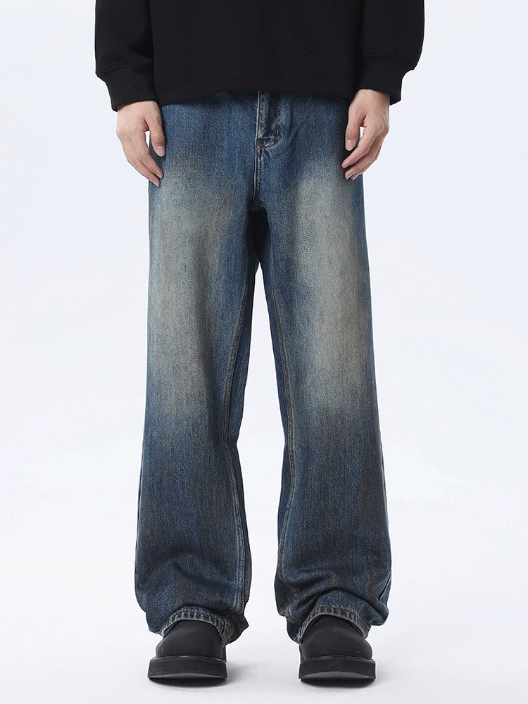 厂家直销男士牛仔裤，宽松直筒设计，高品质水洗，休闲通勤风格，春秋季节，增城原创款式