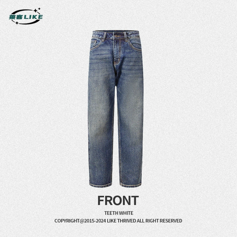 厂家直销男士修身铅笔牛仔裤，复古水洗设计，春秋休闲风，微弹长裤，多口袋装饰