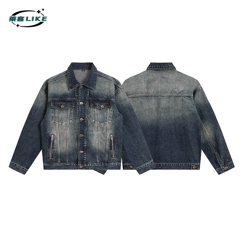 厂家直销男士春秋宽松牛仔外套，高级美式街潮风，牛仔夹克，日常休闲，时尚百搭