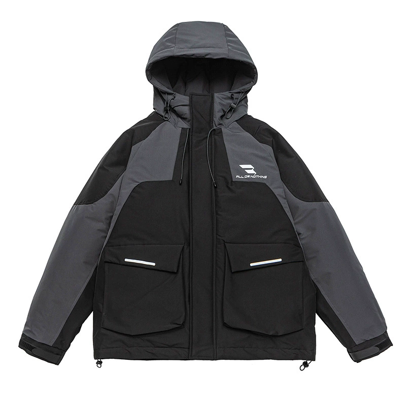 厂家直销男士加厚宽松羽绒服，长款防寒黑色外套，冬季休闲，防风防水，适合青少年穿着