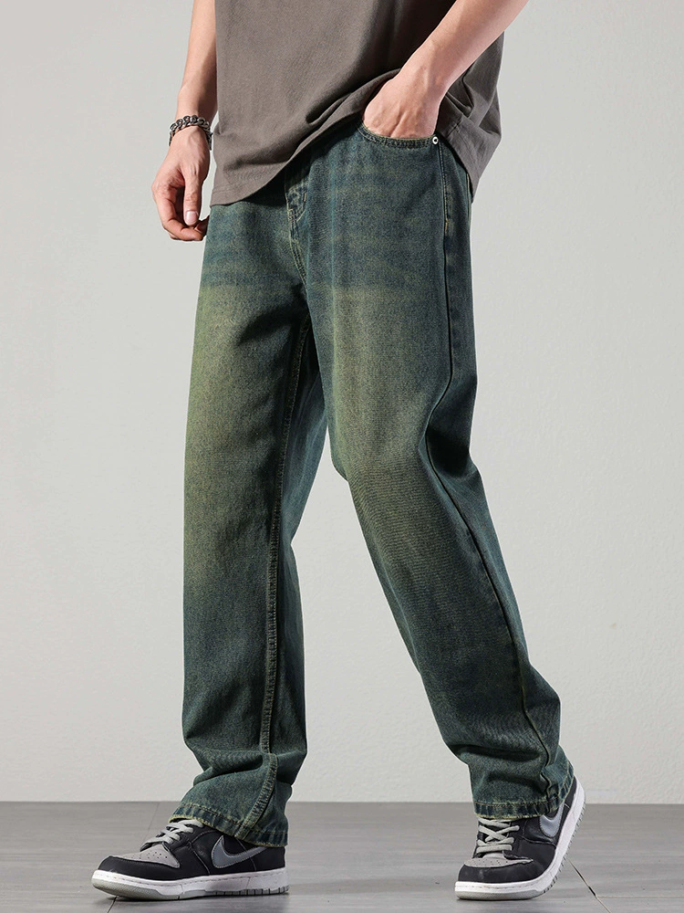 厂家直销男士复古宽松直筒牛仔裤，2025秋季新款，高品质水洗长裤，休闲风格，适合青年