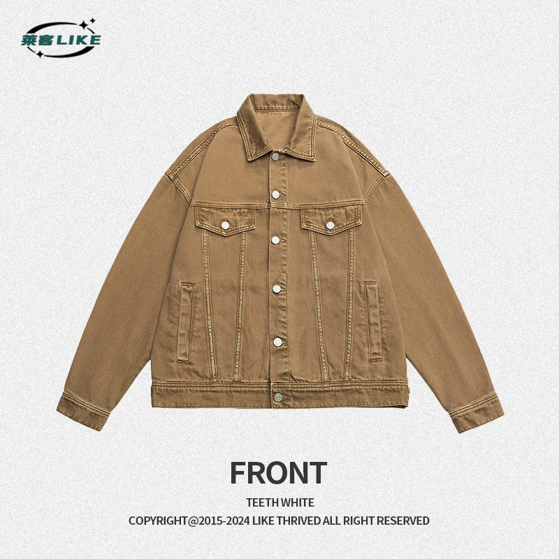 厂家直销男士宽松复古水洗牛仔外套，春秋季透气耐磨，时尚潮流设计