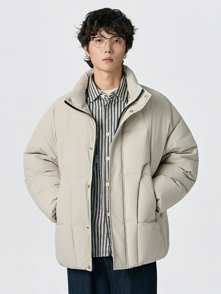 厂家直销青少年宽松加厚防风牛仔外套，冬季休闲，白鸭绒保暖面料