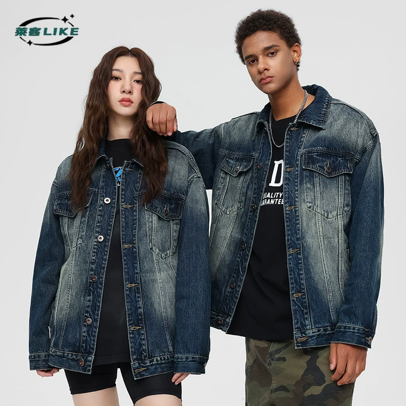 厂家直销男士春秋宽松牛仔外套，高级美式街潮风，牛仔夹克，日常休闲，时尚百搭