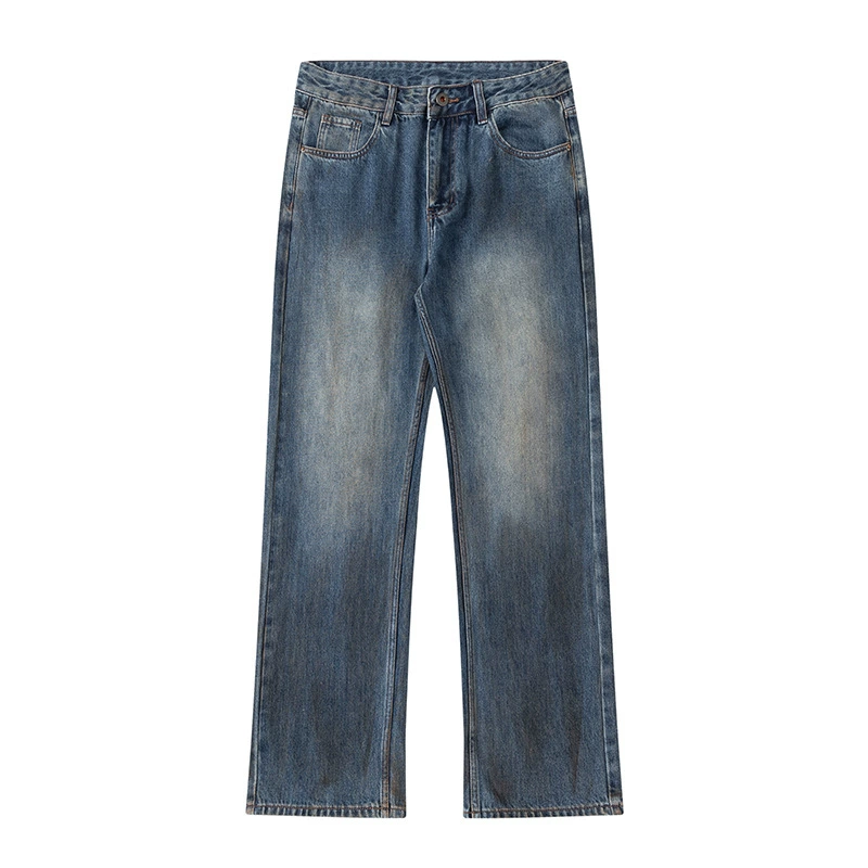 厂家直销男士牛仔裤，宽松直筒设计，高品质水洗，休闲通勤风格，春秋季节，增城原创款式