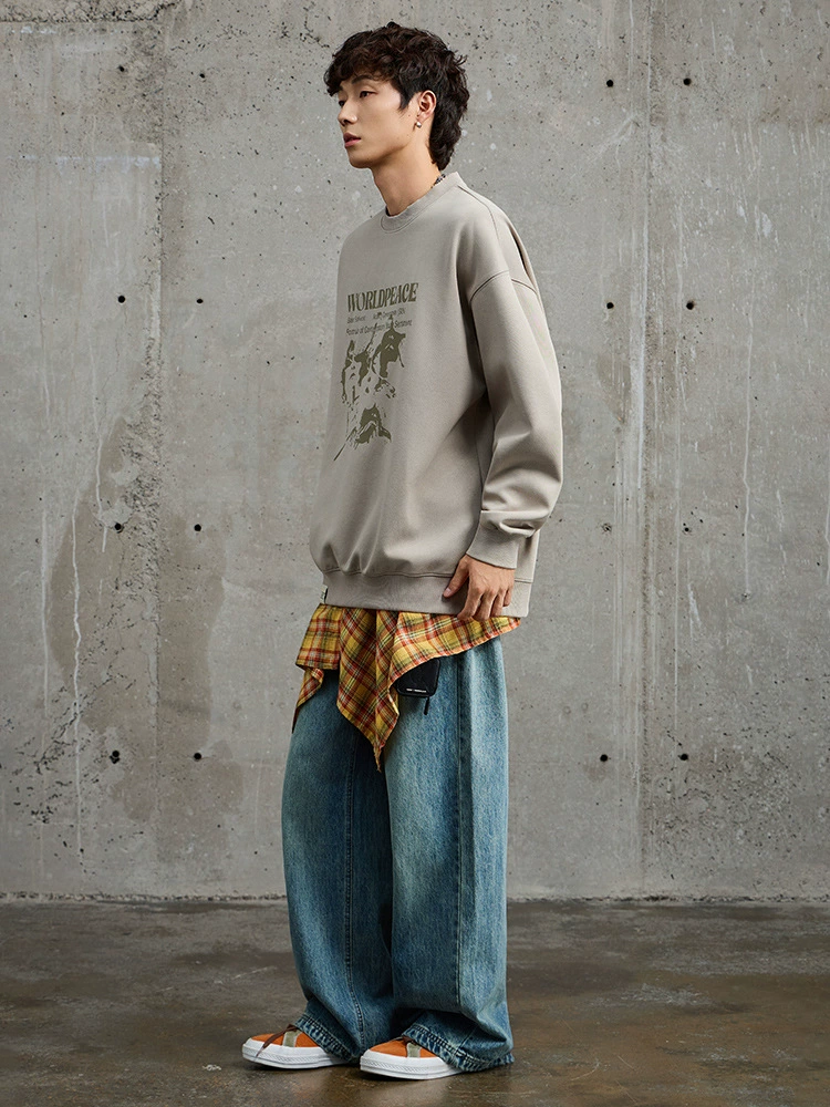 厂家直销男士宽松人物印花牛仔外套，春秋休闲，优质棉料，时尚百搭