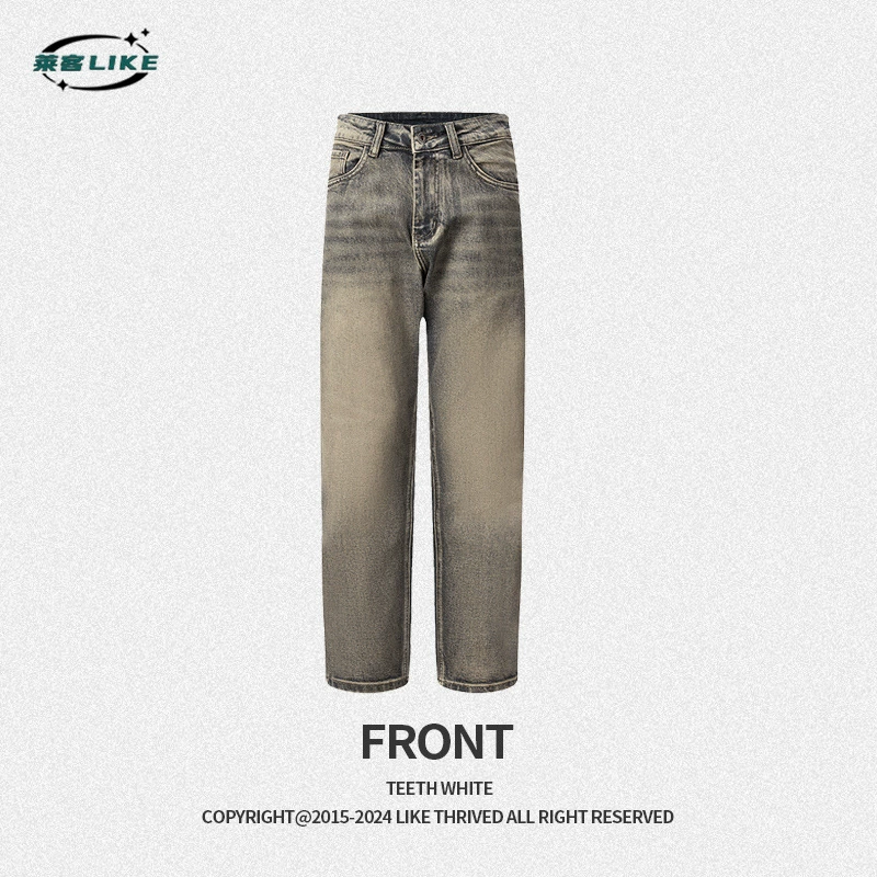 厂家直销男士修身水洗牛仔裤宽松锥型长裤，春秋休闲，多口袋设计