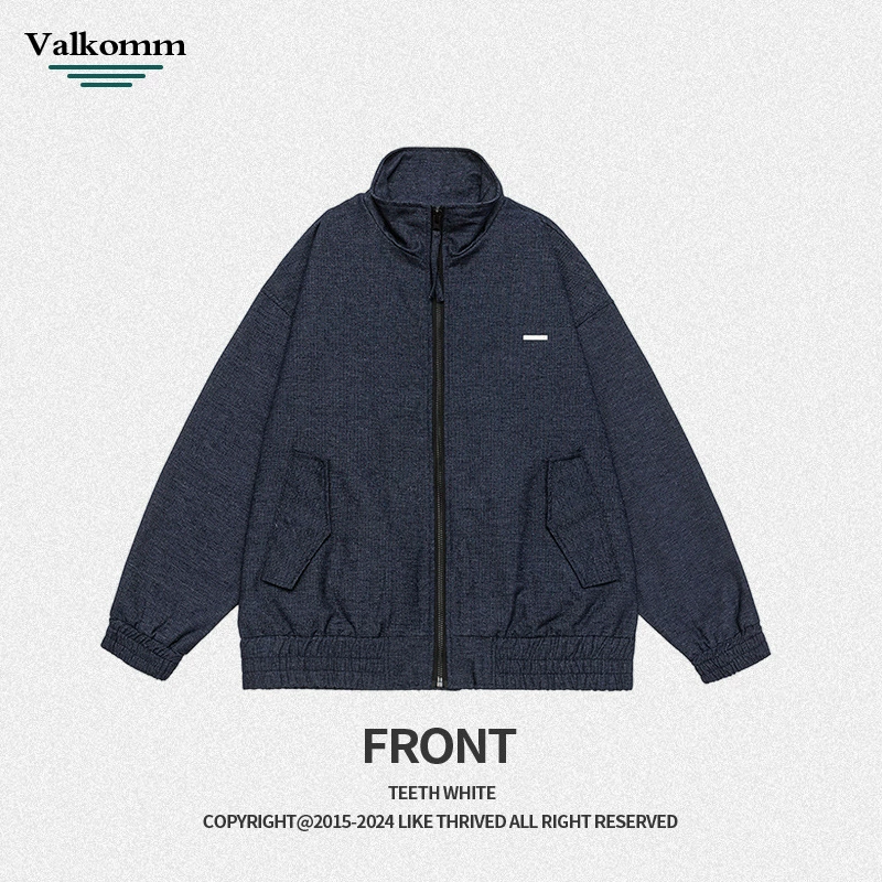 厂家直销男士宽松黑色复古牛仔外套，春秋休闲通勤款，耐磨刺绣设计