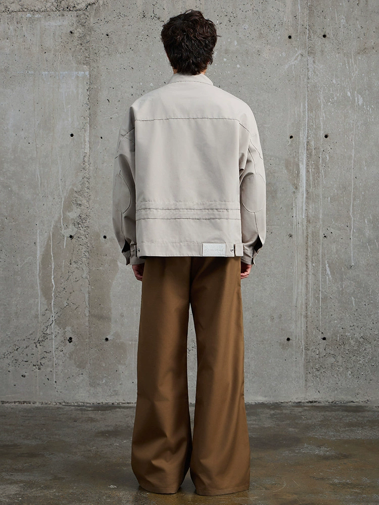 厂家直销男士宽松牛仔外套，刺绣立领设计，时尚休闲风格，春秋适用，多口袋款式