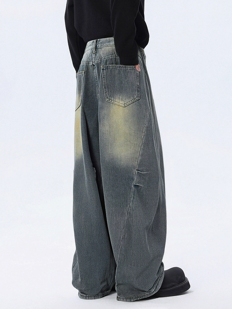 厂家直销男士宽松水洗牛仔裤，春秋休闲风格，适合青少年潮流穿搭