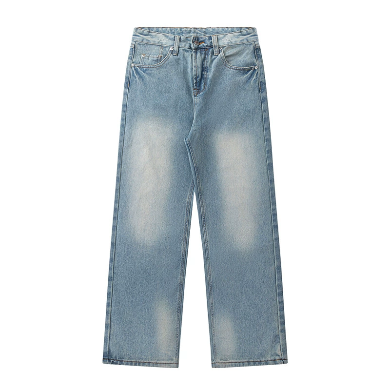 厂家直销男士宽松修身水洗做旧牛仔裤，街头风格，休闲长裤设计