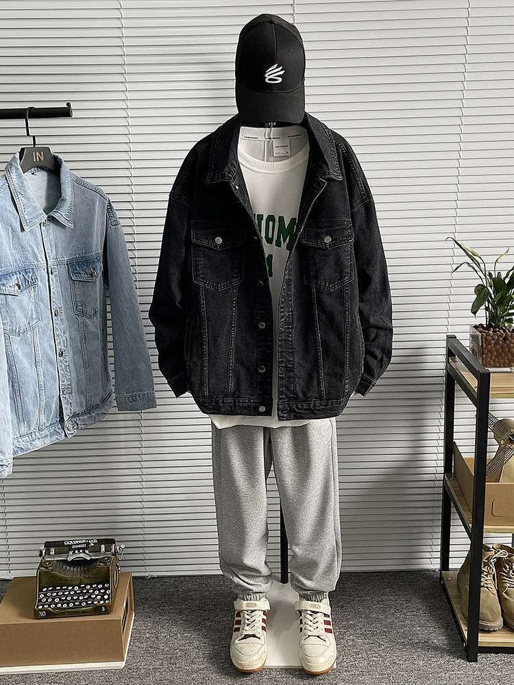 厂家直销青年男士宽松加厚牛仔外套，休闲高街风，耐磨保暖设计