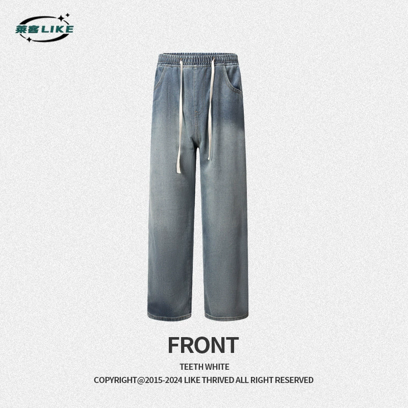 厂家直销男士修身复古牛仔裤，直筒设计，夏季休闲风格，水洗处理，适合日常穿着