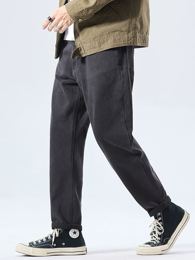 厂家直销男士锥形牛仔裤，显高修身设计，复古水洗风格，秋季休闲，多口袋长裤