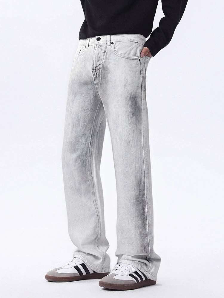 厂家直销男士宽松水洗牛仔裤，高街风格直筒长裤，秋季休闲，复古潮流设计