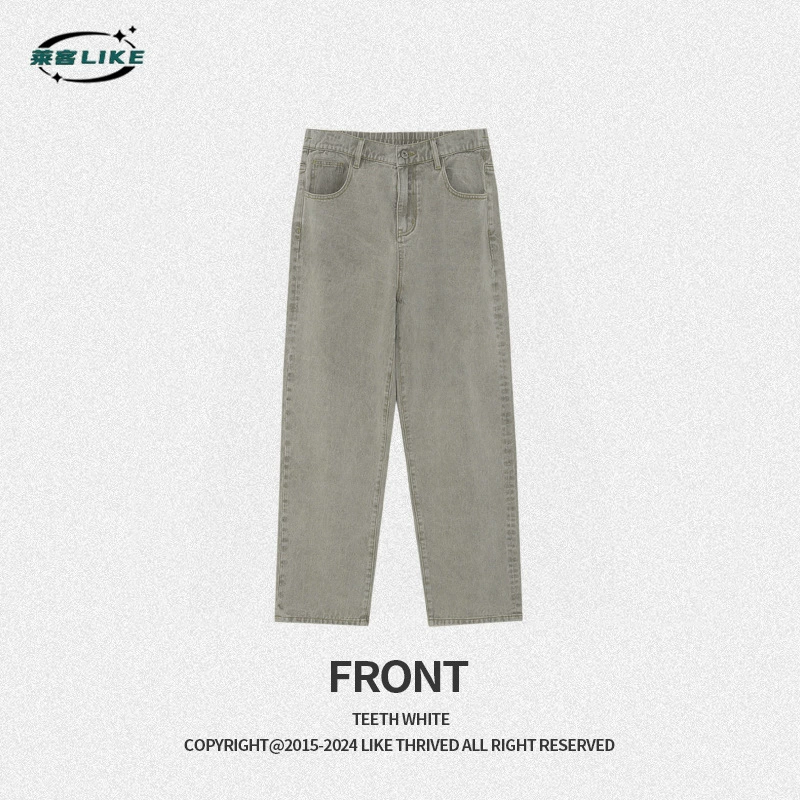 厂家直销男士宽松复古水洗牛仔裤，春秋季高街风格直筒长裤，时尚休闲必备