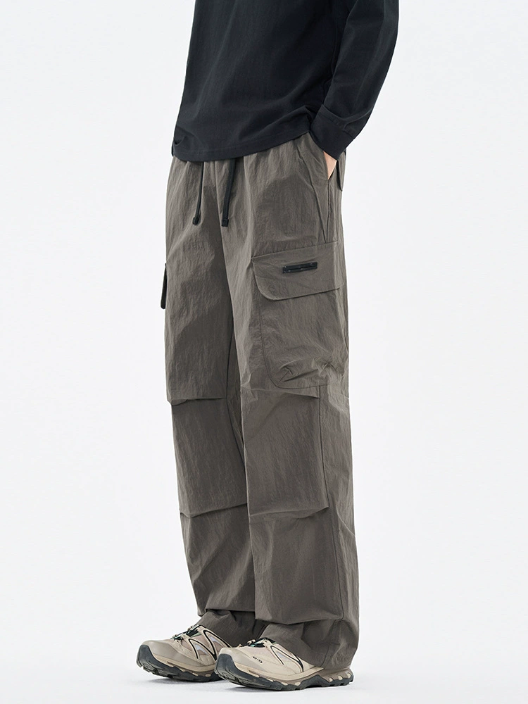 厂家直销男士宽松阔腿工装裤，秋季休闲风，多口袋设计，免烫耐磨长裤