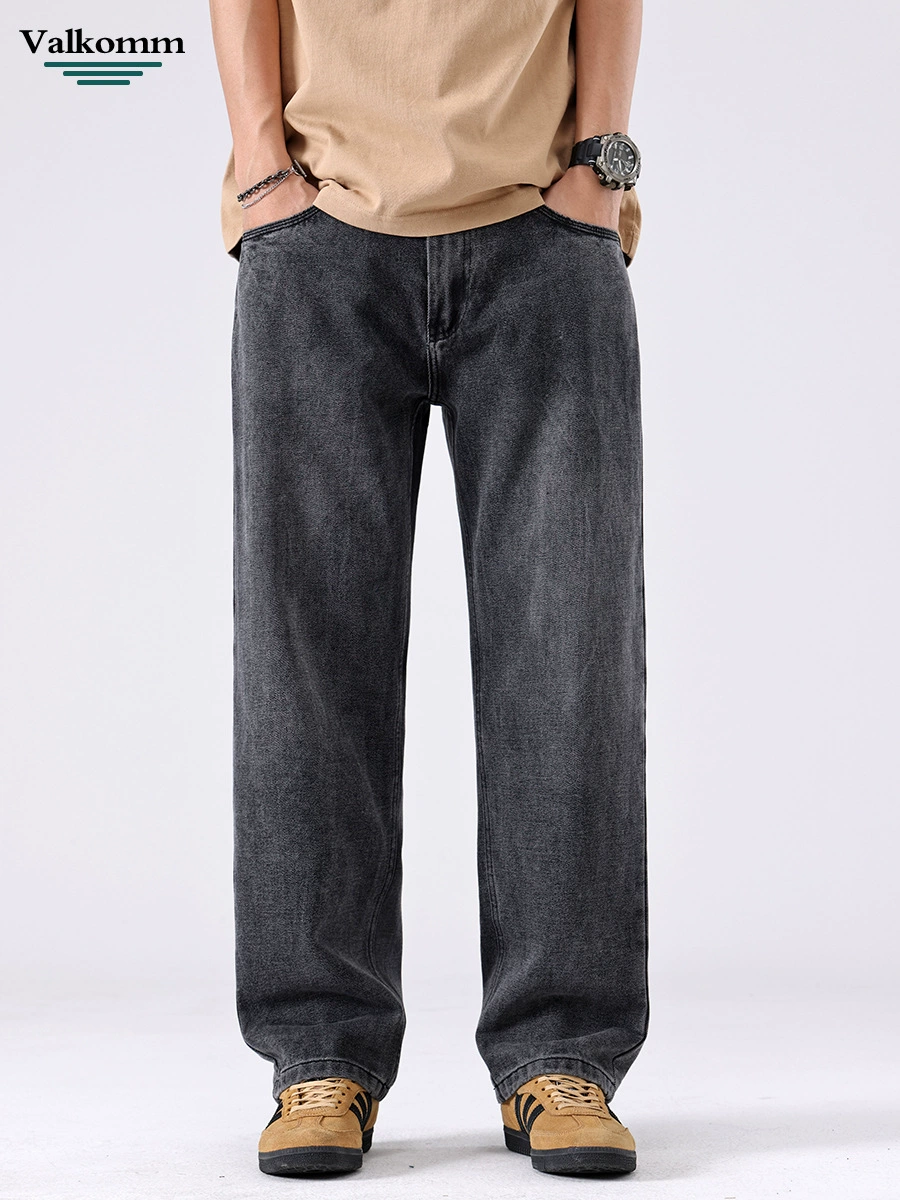 厂家直销男士修身黑灰水洗牛仔裤，直筒版型，夏季休闲，通勤必备