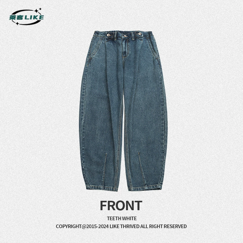厂家直销男士修身水洗阔腿牛仔裤，春秋季街头时尚，适合日常穿着
