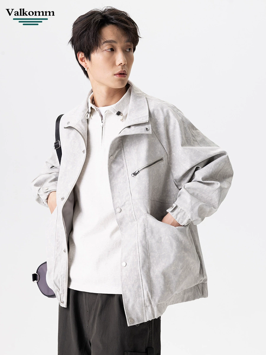 厂家直销男士宽松透气夹克外套，春秋休闲，高街潮流设计，罗纹底摆