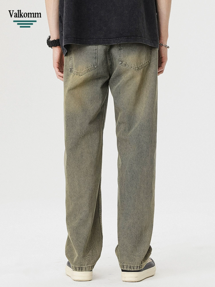 厂家直销男士复古水洗牛仔裤宽松直筒裤，夏季休闲风格，适合青春时尚潮流