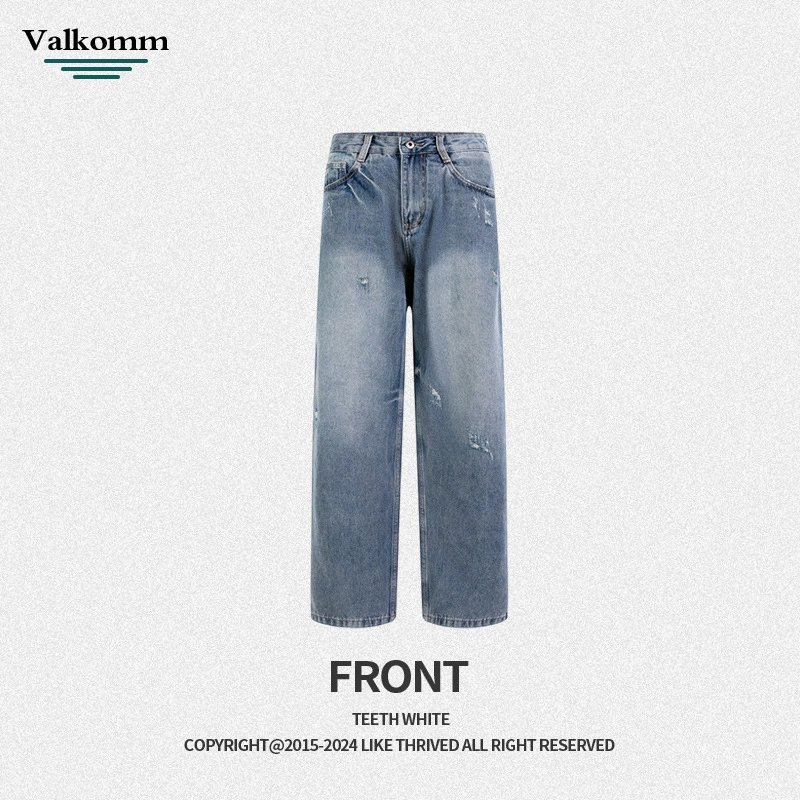 厂家直销男士修身水洗牛仔裤，复古蓝直筒，四季休闲，免烫处理长裤