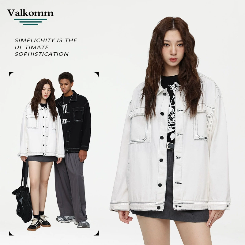 厂家直销青年加厚加绒保暖牛仔外套，时尚宽松型，冬季休闲，高级感设计