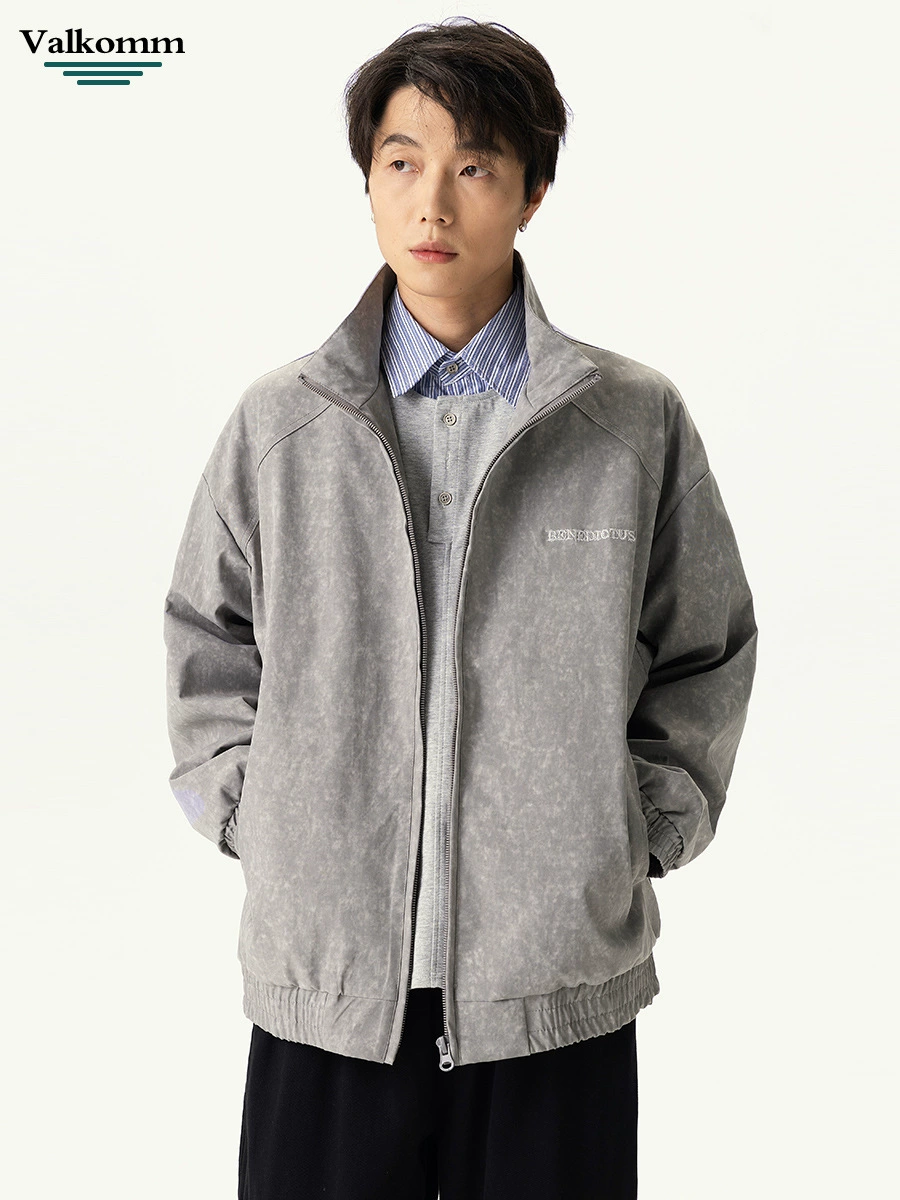 厂家直销男士宽松高档飞行夹克，复古潮流牛仔外套，春秋季休闲风格，耐磨刺绣设计