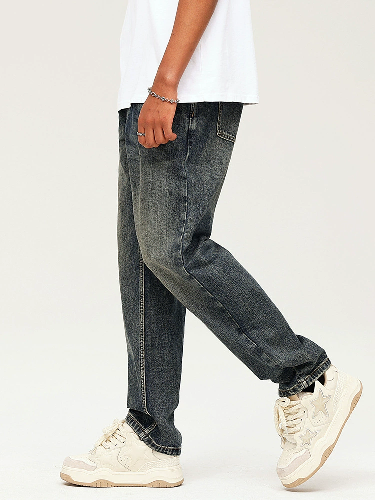 厂家直销男士复古水洗牛仔裤，宽松直筒款，四季休闲，适合青年日常穿搭