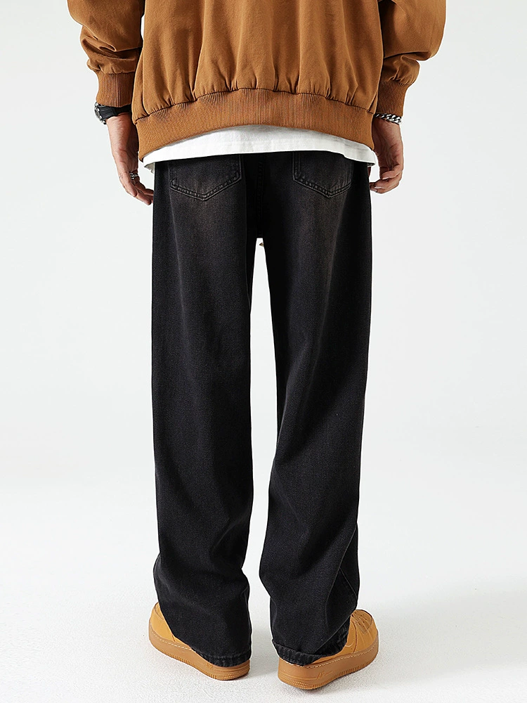 厂家直销男士复古水洗直筒牛仔裤，秋季休闲风格，适合青年潮流穿搭