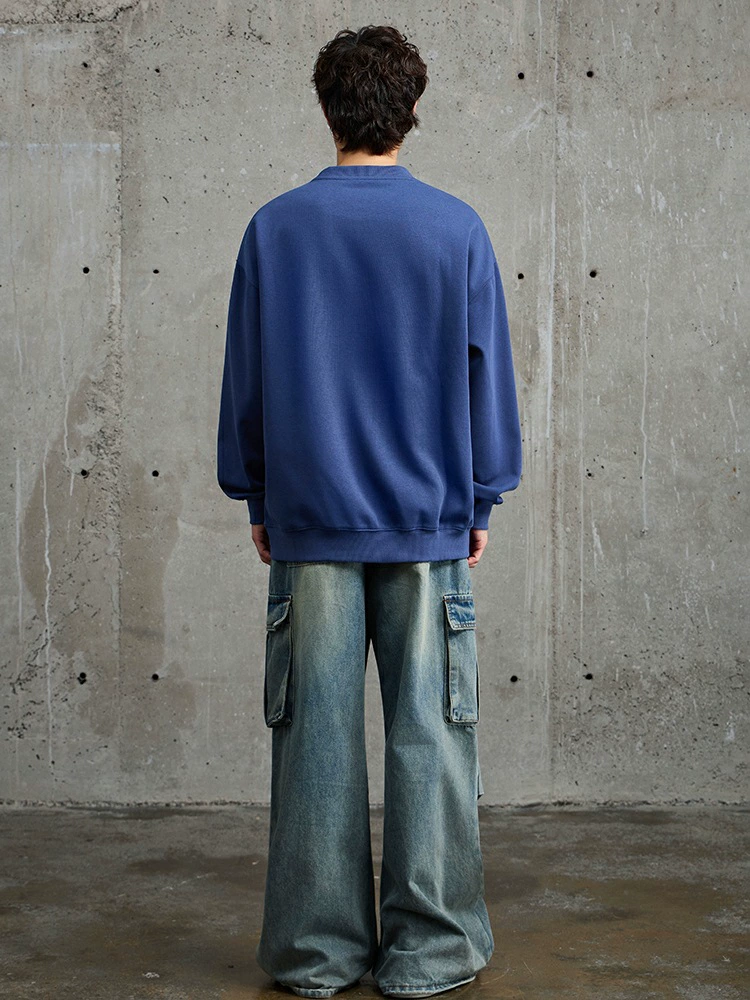 厂家直销男士宽松印花牛仔外套，秋冬休闲风格，多口袋设计