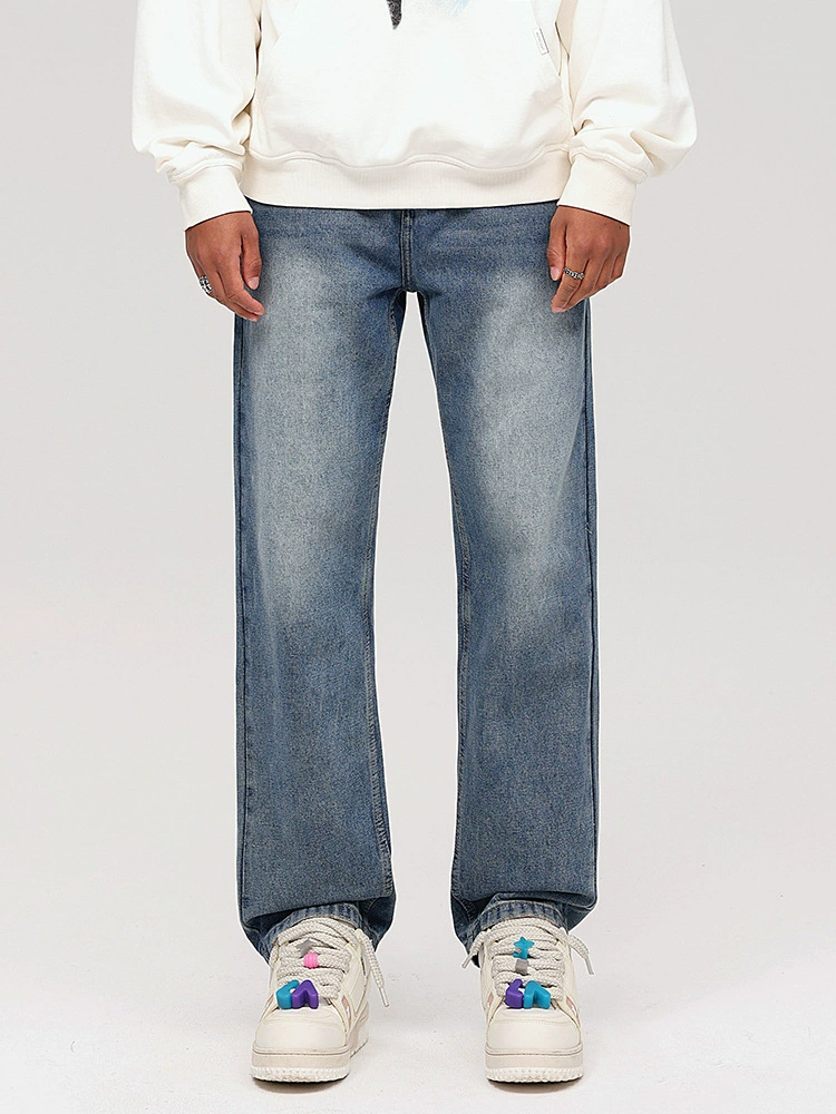厂家直销男士宽松水洗长裤，休闲风格直筒牛仔裤，秋季流行，超多口袋设计。