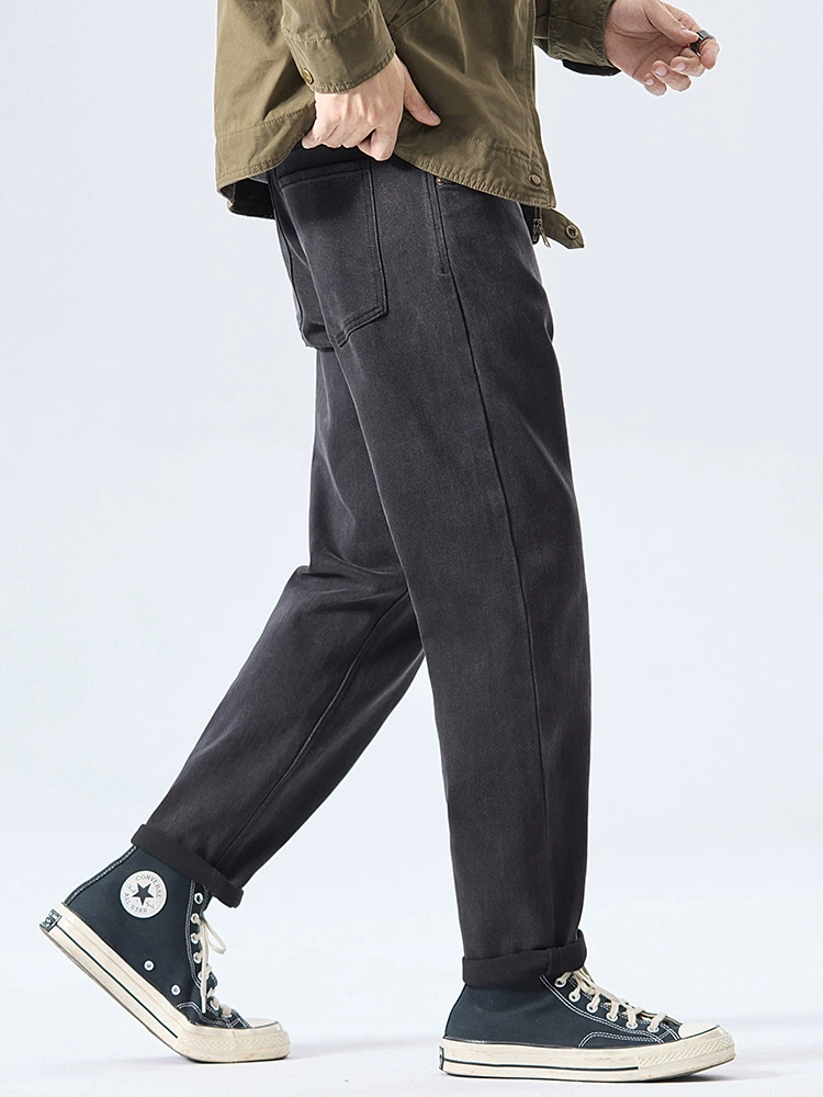 厂家直销男士锥形牛仔裤，显高修身设计，复古水洗风格，秋季休闲，多口袋长裤