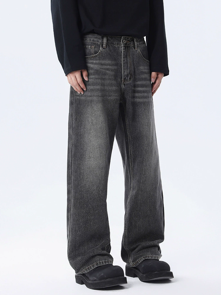 厂家直销男士复古水洗牛仔裤，宽松直筒长裤，秋季休闲，时尚潮流【莱客】