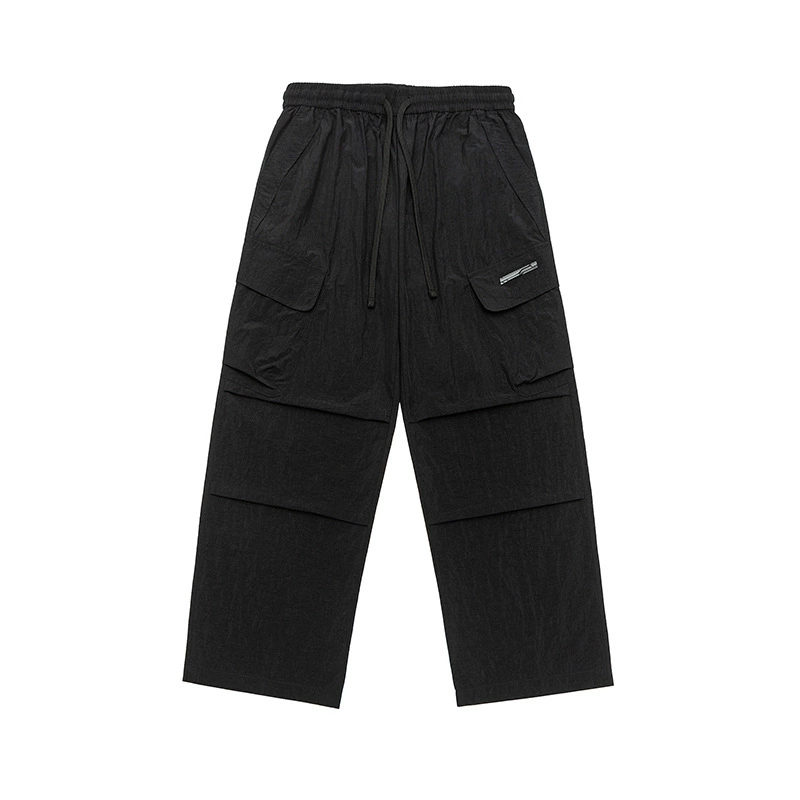 厂家直销男士宽松阔腿工装裤，秋季休闲风，多口袋设计，免烫耐磨长裤