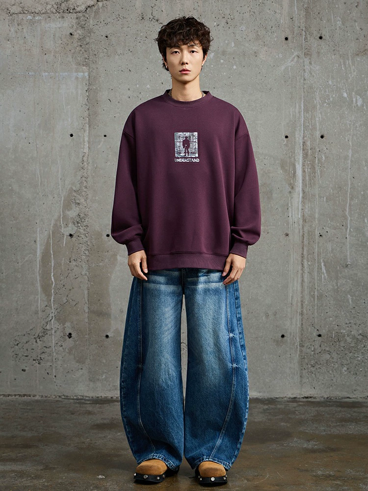 厂家直销男士潮牌宽松牛仔外套，印花设计，休闲风格，春秋款，多口袋功能