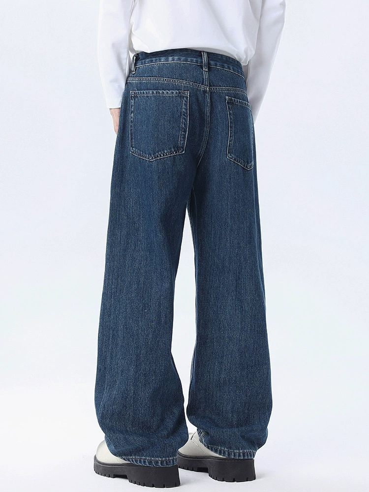 厂家直销男士宽松阔腿牛仔裤，复古水洗设计，休闲潮流长裤，适合春秋季，青春流行风格