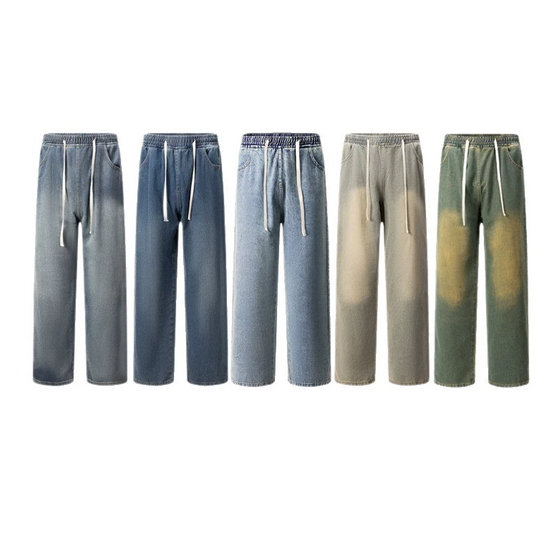 厂家直销男士修身复古牛仔裤，直筒设计，夏季休闲风格，水洗处理，适合日常穿着