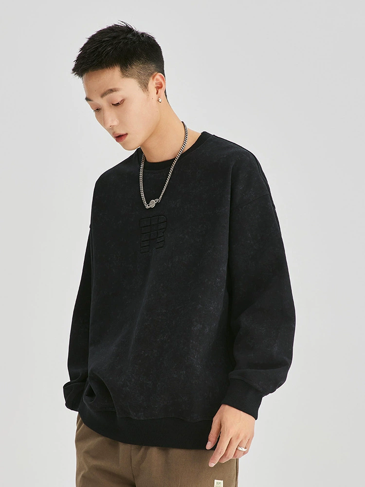 厂家直销男士宽松印花字母健身卫衣，休闲风格，适合春秋季节，优质棉类混纺材质